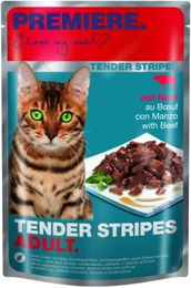 Produktbild von Premiere Tender Stripes Katzen Nassfutter Rind Stückchen in Sauce 56x85 g - 56 x 85 g