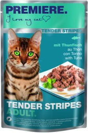 Produktbild von Premiere Tender Stripes Katzenfutter Thunfisch Stückchen in Sauce 56x85 g - 56 x 85 g
