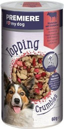 PREMIERE Topping Crumble Rinderleber mit Cranberries Monoprotein ohne Zucker 6x60 g - 6 x 60 g – Bild 1 von 2