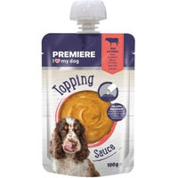 Produktbild von Premiere Topping Sauce Rind und Kürbis Stückchen in Sauce 6x100 g ohne Zucker und Konservierungsstoffe
