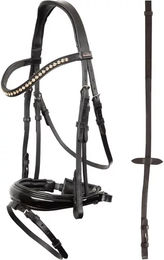 Premiere Trensenzaum Brest aus Leder für Warmblut in Schwarz mit Silber-Strasssteinen – Bild 1 von 3