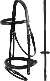 Produktbild von Premiere Trensenzaum Dax anatom mit Zügel aus Leder in Schwarz für Warmblut