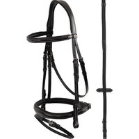 Produktbild von Premiere Trensenzaum Dax anatomisch mit Zügel aus Leder in Schwarz für Ponys