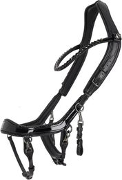 Presteq FaySport Blackpearl Reittrense für Pferde aus Leder in Schwarz Größe XFull – Bild 1 von 1