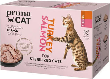 Produktbild von PrimaCat Classic Katzenfutter Sterilized-Mix Stückchen in Soße getreidefrei ohne Zucker 12 x 85 g - 12 x 85 g