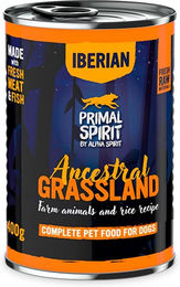 Produktbild von Primal Spirit Iberian Ancestral Grassland Nassfutter mit Schweinefleisch für adulte Hunde 400 g mit hohem Fleischanteil und ohne Konservierungsstoffe
