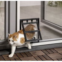 Produktbild von Primaster Katzenklappe für Fliegenschutzfenster aus Kunststoff in Schwarz