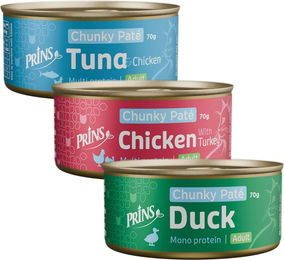 Prins Chunky Paté Katzenfutter Ente getreidefrei 24 x 70 g – Bild 1 von 2