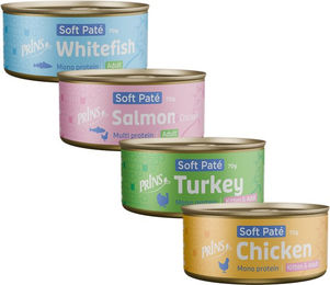 Prins Soft Paté Katzenfutter Lachs & Huhn Monoprotein 24 x 70 g – Bild 1 von 1