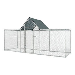 pro.tec Arguin XXL Hühnerstall und Freilaufgehege mit Überdachung aus Stahl und Drahtgeflecht 300x100x100-150cm – Bild 1 von 12