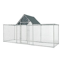 Produktbild von pro.tec Arguin XXL Hühnerstall und Freilaufgehege mit Überdachung aus Stahl und Drahtgeflecht 300x100x100-150cm