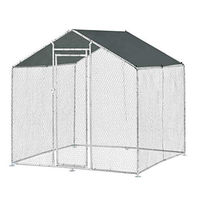 Produktbild von pro.tec Freilaufgehege Wels Voliere mit Sonnendach für Hühner Kaninchen und Enten aus Metall 2 x 2 x 2 m Silber/Dunkelgrün