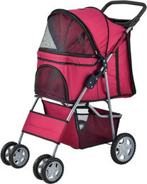 pro.tec Hundewagen Niceville Pet Stroller für kleine Rassen in Rot mit Regenschutz und wasserabweisendem Polyester - 15 kg – Bild 1 von 4