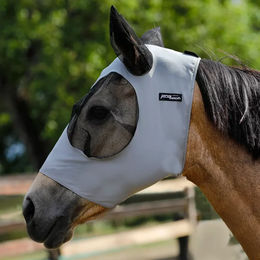 Produktbild von Pro-Tech Fliegenhaube für Pferde aus dehnbarem Lycra in Grau Größe M