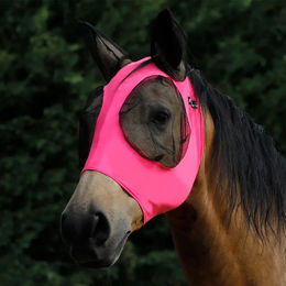 Produktbild von Pro-Tech Fliegenhaube für Pferde aus dehnbarem Lycra in Rosa Größe L