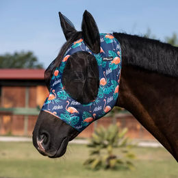 Produktbild von Pro-Tech Lycra Fliegenhaube für Pferde mit Ohrenbedeckung Blau