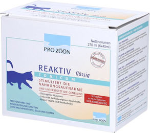 Produktbild von Pro Zoon Reaktiv Tonicum Nahrungsergänzung für Katzen zur Unterstützung von Immunsystem und Verdauung 6 x 45 ml