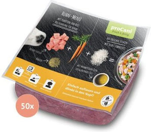 proCani Hundefutter Huhn Menü glutenfrei und zuckerfrei 50 x 500 g - 50 x 500 g – Bild 1 von 3