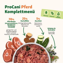 proCani Pferd Menü Frisch & Fertig Glutenfrei Ohne Zucker 50 x 500 g - 50 x 500 g – Bild 1 von 3