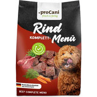 Produktbild von proCani Rind und Kalb Komplettmenü Nuggets 750g für kleine Hunde aller Altersstufen ohne Farb- und Aromastoffe sowie Konservierungsstoffe