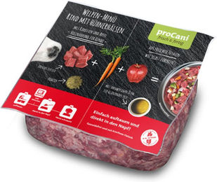 proCani Welpen Komplettmenü Rind Huhn Kalb 500g ohne Farb- und Aromastoffe – Bild 1 von 2