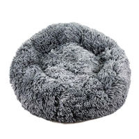Produktbild von Procyon Flauschi Hundebett in Donut Form aus Plüsch Dunkelgrau 60 cm