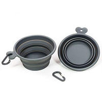 Produktbild von Procyon Silikon Reisenapf mit Metallkarabiner Grau - 0,75 l