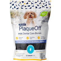 Produktbild von ProDen PlaqueOff Dental Care Bones Mini Zahnpflege-Kauknochen für Hunde mit Gemüse und Blaubeere, getreidefrei und glutenfrei, 340 g - 20 x 17 g