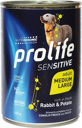 Produktbild von Prolife Hund Nassfutter Sensitive Kaninchen Adult Monoprotein Glutenfrei 24 x 400 g - 24 x 400 g