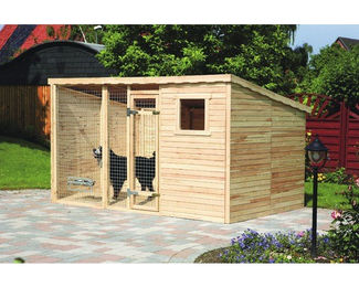 Promadino Hundehütte aus Holz in Natur mit Pultdach – Bild 1 von 2