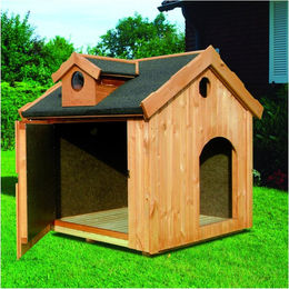 Produktbild von Promadino Hundehütte Max aus Holz in Braun wasserabweisend