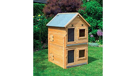 Promadino Kleintiervilla Maxi aus Holz mit Erweiterungsstall in Braun 82 x 99 x 140 cm – Bild 1 von 4