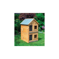 Produktbild von Promadino Kleintiervilla Maxi aus Holz mit Erweiterungsstall in Braun 82 x 99 x 140 cm