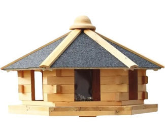 Promadino Vogelhaus Fehmarn aus Holz in Braun mit integriertem Futtersilo – Bild 1 von 6