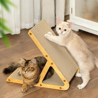 Produktbild von PromoHome A-Frame Kratzbaum für Katzen aus Holz und Karton umkehrbar Beige/Braun 43x23x39 cm