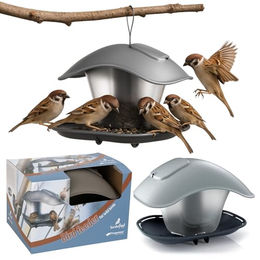 Prosperplast Birdyfeed Square Vogelhaus Vogelfütterungsstation aus Kunststoff in Grau – Bild 1 von 13