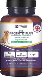 Prowise Healthcare Pet Probiotic Plus Tabletten mit Inulin und Flohsamenschalen für alle Tierarten und Altersstufen zur Unterstützung der Magen-Darm-Verdauung – Bild 1 von 1