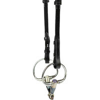 Produktbild von PS of Sweden Backenstücke French Hook mit Cradles Leder Schwarz mit weißen Kontrastnähten Cob