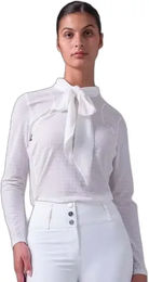 Produktbild von PS of Sweden Delilah Reitshirt für Damen mit langen Ärmeln und Schleife in Weiß Größe L