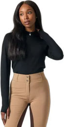 Produktbild von PS of Sweden Erin Equimerino Langarm-Baselayer Reiten 1/2-Zip Damen Schwarz Wolle XL