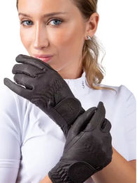 PS of Sweden Reithandschuhe für Damen mit Grip aus Kunstleder in Schwarz oder Braun Größe 7,5 – Bild 1 von 5