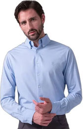 PS of Sweden Reitshirt Roberto Pique Langarm Blau Baumwolle Herren Größe M – Bild 1 von 5