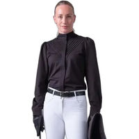 Produktbild von PS of Sweden Tindra Tuxedo Reitshirt Damen Langarm Schwarz Baumwolle Größe M