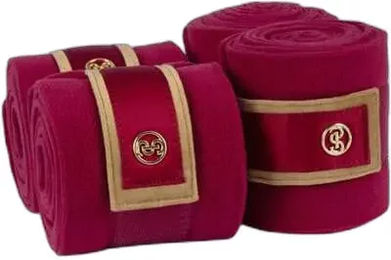 Produktbild von PS of Sweden Vintage Monogram Polobänder für Pferde in Rot mit Fleece-Futter
