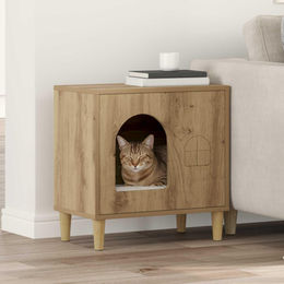 PUEAZU Katzenhaus Artisan-Eiche aus Holz 51 x 30 x 52 cm Kratzbaum für Katzen – Bild 1 von 1