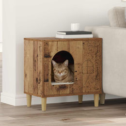 PUEAZU Katzenhaus aus Altholz mit Kratzbaum 51 x 30 x 52 cm – Bild 1 von 1