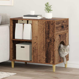 PUEAZU Katzenhaus aus Altholz mit Kratzbaum 72 x 42,5 x 70 cm – Bild 1 von 1
