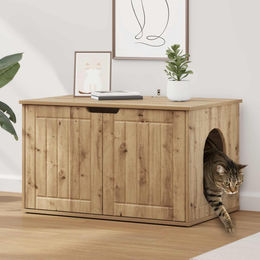 PUEAZU Katzenhaus aus Eiche Holzwerkstoff 85 x 55 x 50,5 cm – Bild 1 von 1