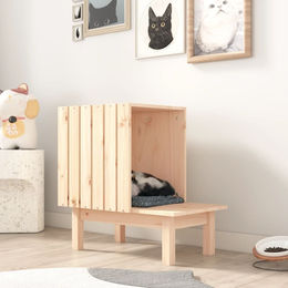 PUEAZU Katzenhaus aus Massivholz Kiefer 60x36x60 cm mit Kratzbaum – Bild 1 von 1
