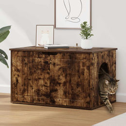 PUEAZU Katzenhaus Räuchereiche aus Holzwerkstoff 85 x 55 x 50,5 cm – Bild 1 von 1